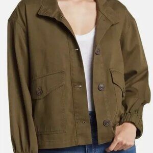 Madewell Bayview balloon sleeves oversize chore jacket women's medium army green